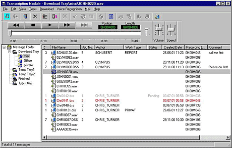 Olympus DSS Transcription Software - Screen Shot